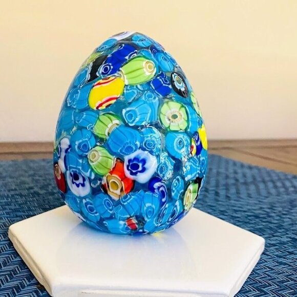 Murano Millefiori Art Glass Egg – Handcrafted Italian Style Collectible Decor - Picture 3 of 7